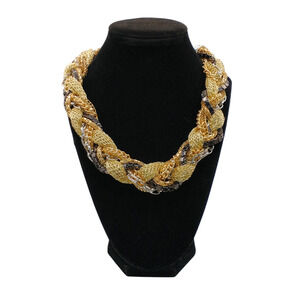 BR Mixed Media 19.5" Necklace Gold Tone Rhinestones Faux Pearls Sparkle Occasion